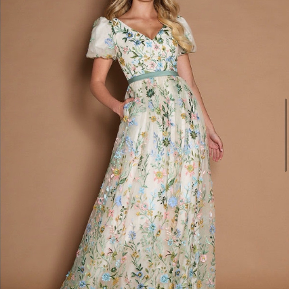 Brand New Never Worn Azazie Embroidered Floral Dress